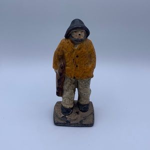 Vintage Shabby Chippy Cast Iron Fisherman Seaman Seafarer Bookend Doorstop